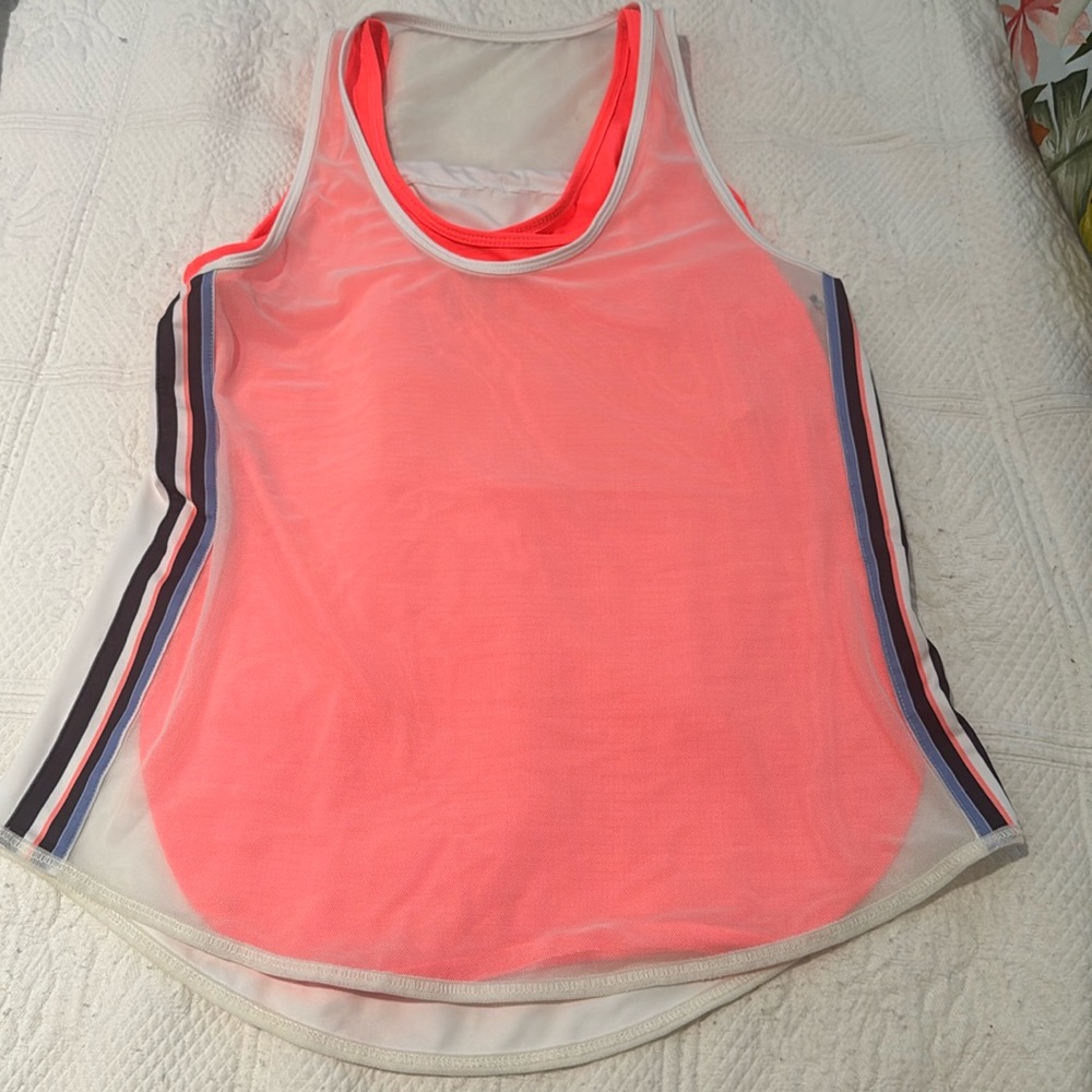 Lucky 🍀 in love 🥰 tennis pickleball dual layer top. Mesh outer layer. Small.